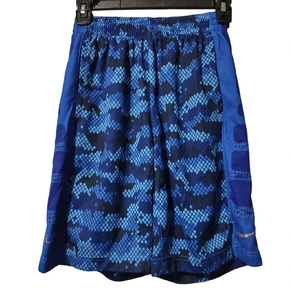 Nike Shorts Boys Size L Elite Dri-FIT Blue Snakeskin Athleisure Streetwear Logo